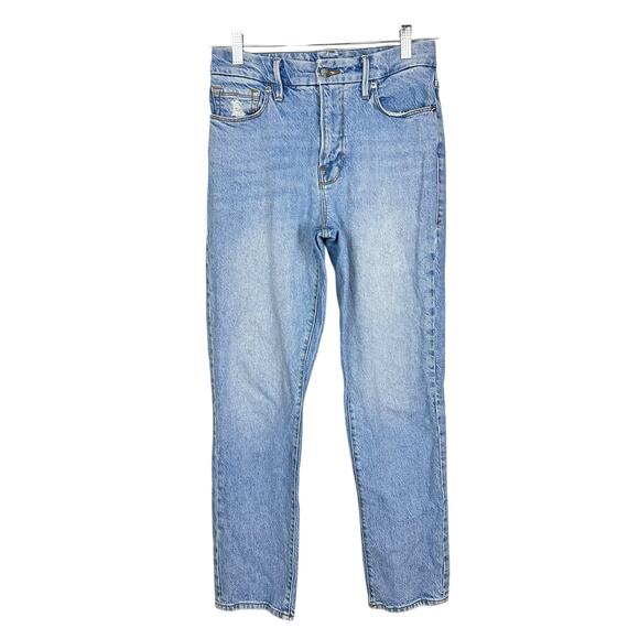 Good American Good Classic Straight Slim High Rise Stretch Jeans Light Wash 4/27 - Picture 2 of 9